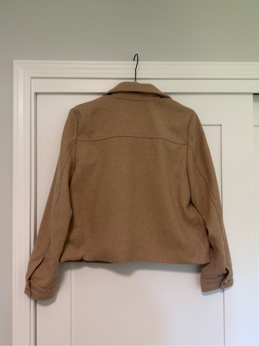 Cropped Camel Felt Button Front Jacket - Picture 5 of 6